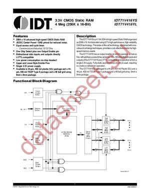 71V416S15PHG datasheet  